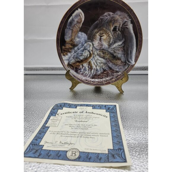 Lot of Vintage Hand Painted Bunny Figurines & Plate with COA Rabbit Easter - Picture 9 of 9